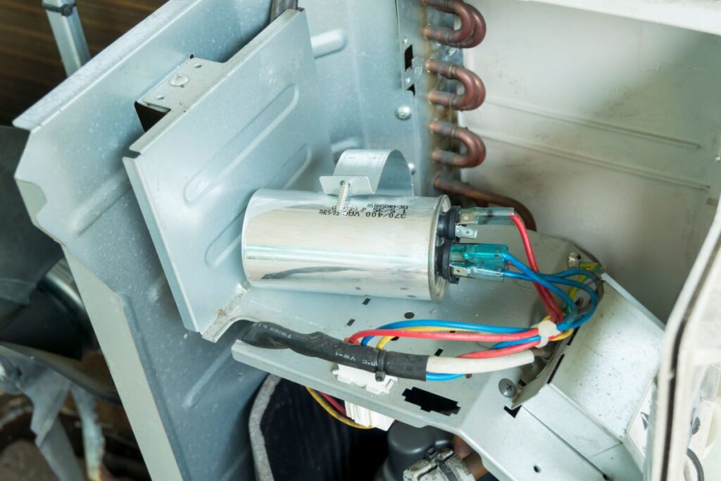 ac capacitor close up ac unit and wires