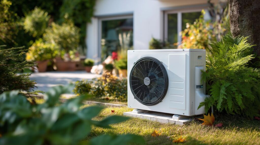 heat pump blowing cold air unit outside