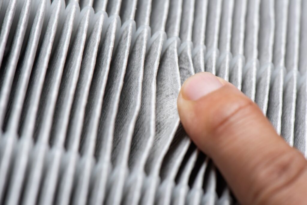Close-up on an air filter, MERV rating